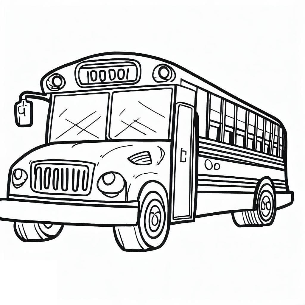 Desenho de Ônibus Escolar Perfeito para Colorir e Pintar