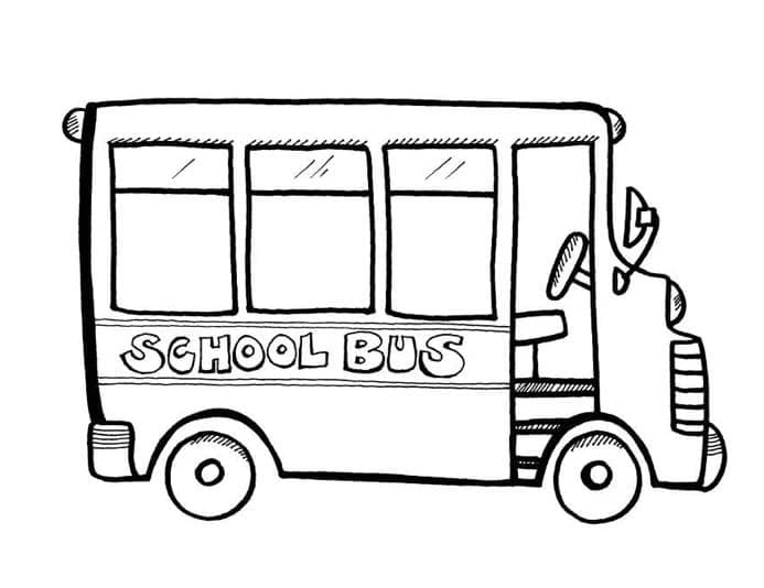 Desenho de Pequeno Ônibus Escolar para Colorir e Pintar