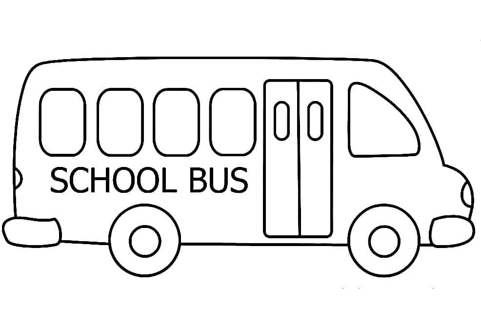 Desenho de um Ônibus Escolar Fácil para Colorir e Pintar