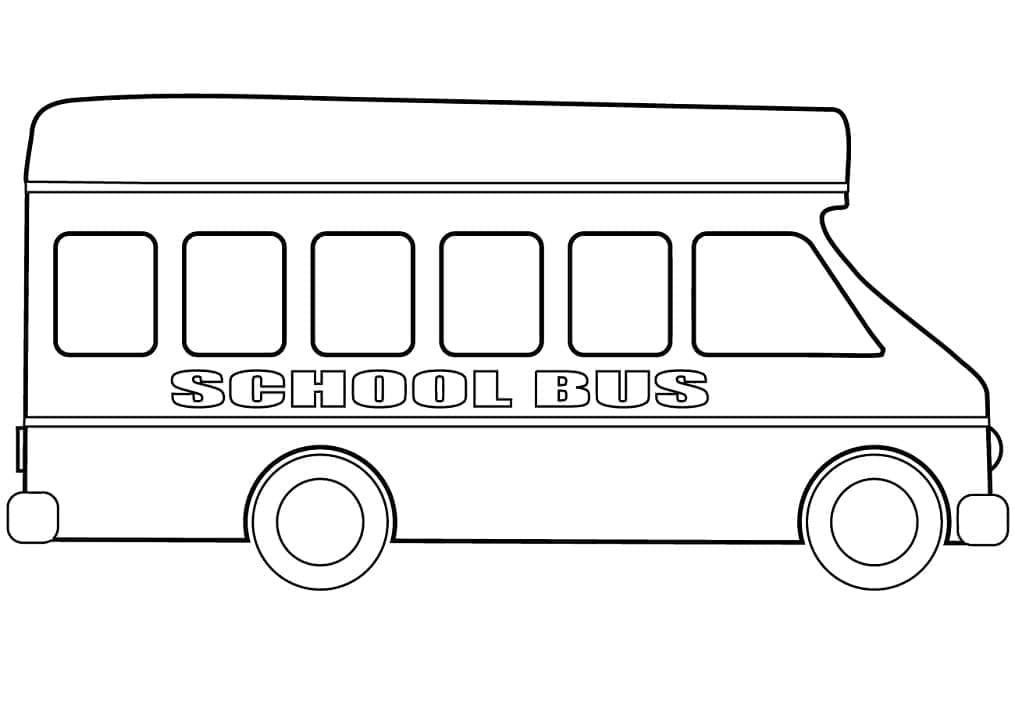 Desenho de um Ônibus Escolar Normal para Colorir e Pintar