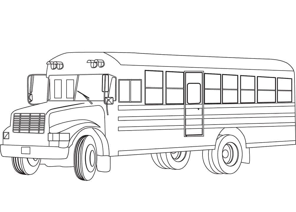 Desenho de um Ônibus Escolar Perfeito para Colorir e Pintar