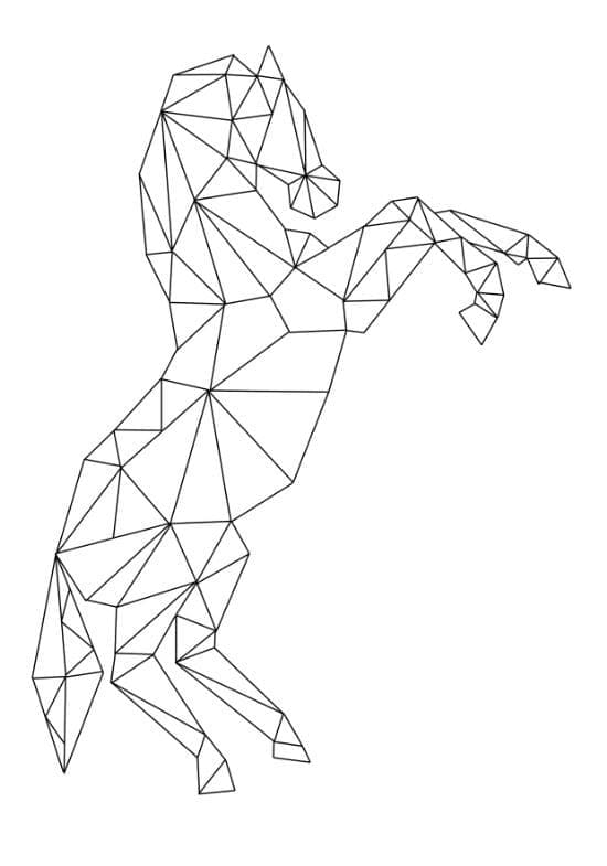 Desenho de Cavalo de Origami para Colorir e Pintar