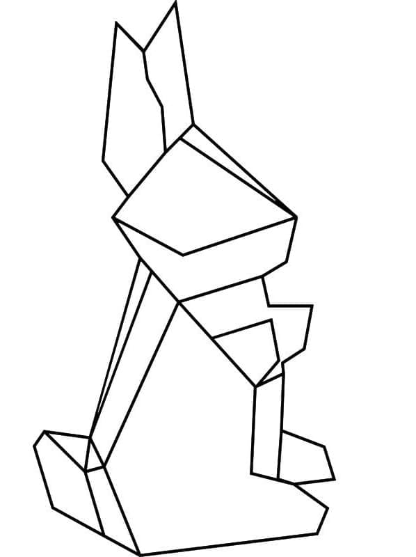 Desenho de Coelho de Origami para Colorir e Pintar