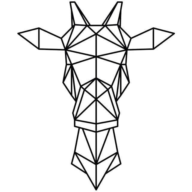 Desenho de Girafa de Origami para Colorir e Pintar