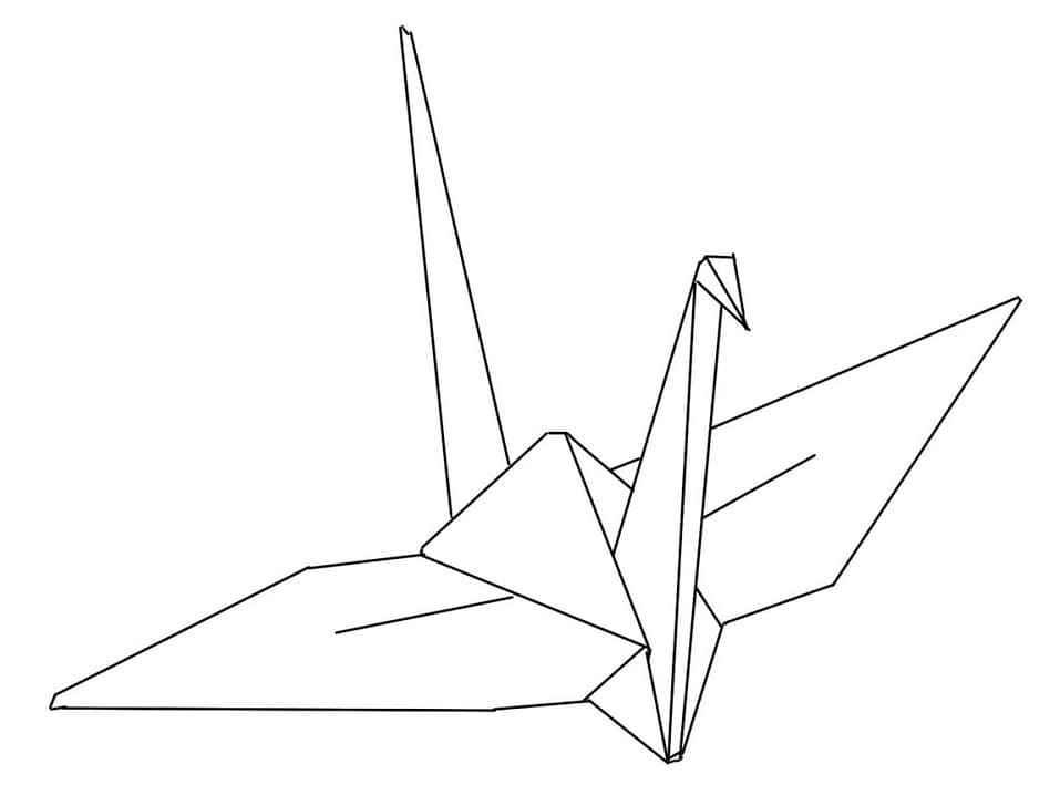 Desenho de Guindaste Origami para Colorir e Pintar