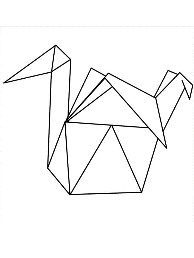 Desenho de Origami Guindaste para Colorir e Pintar