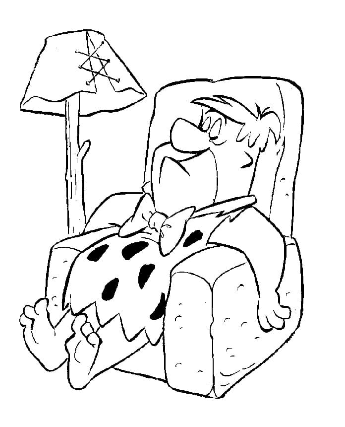Desenho de Fred Flintstone Dormindo Sentado para Colorir e Pintar