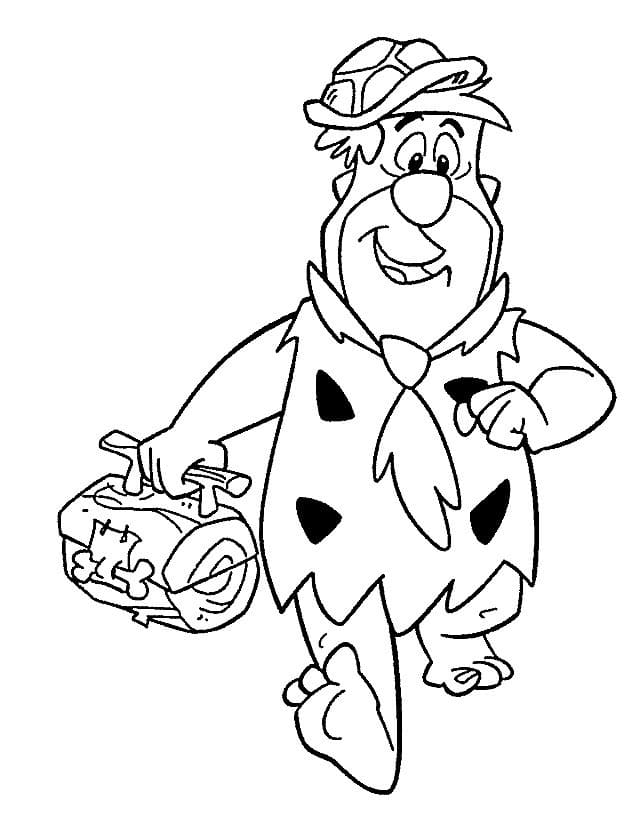 Desenho de Fred Flintstone Levando Lancheira para o Trabalho para Colorir e Pintar