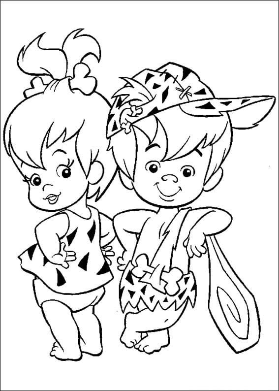 Desenho Pedrita e Bambam para Colorir e Pintar