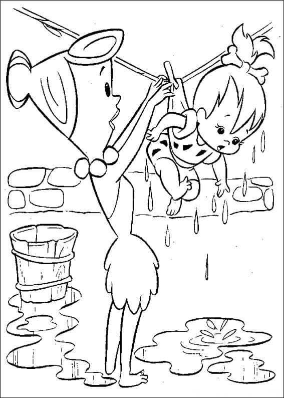 Desenho Wilma e Pedrita Flintstone para Colorir e Pintar