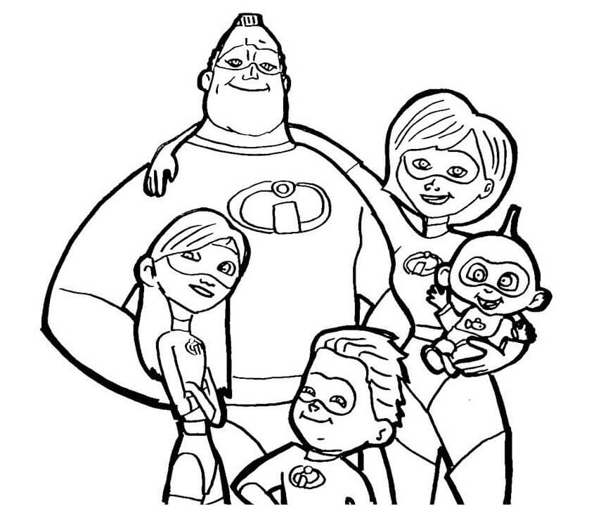 Desenho de os Incríveis Grátis Download para Colorir e Pintar