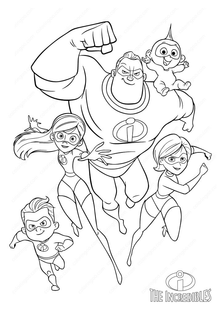 Desenho de os Incríveis para Imprimir Grátis Download e Pintar