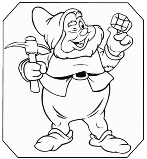 Desenho de Feliz de Sete Anões para Colorir e Pintar