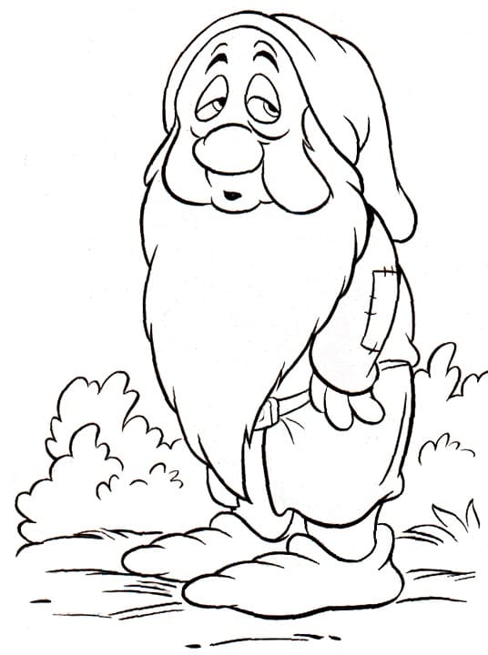 Desenho de Soneca Sete Anões para Colorir e Pintar