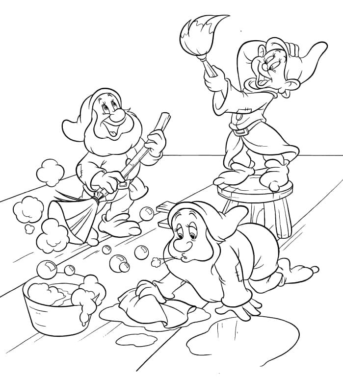 Desenho os Sete Anões Download Pdf para Colorir e Pintar