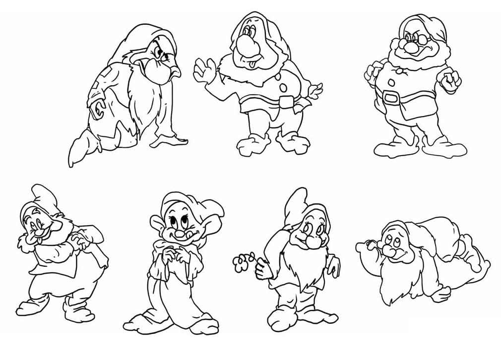 Desenho os Sete Anões para Colorir Giz de Cera e Pintar