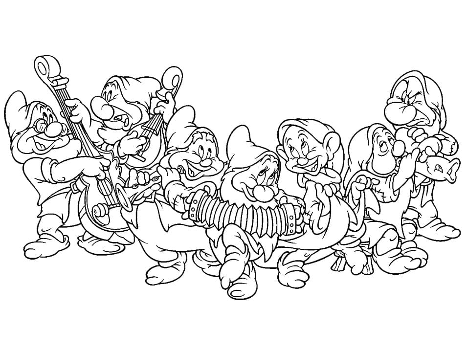 Desenho os Sete Anões para Colorir Lápis de Cor e Pintar