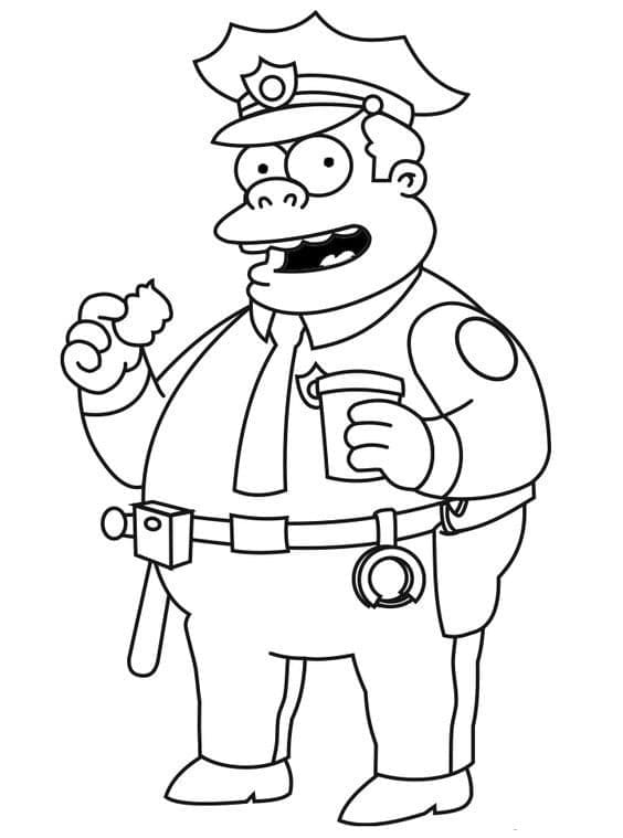 Desenho de Chefe Wiggum de os Simpsons para Colorir e Pintar