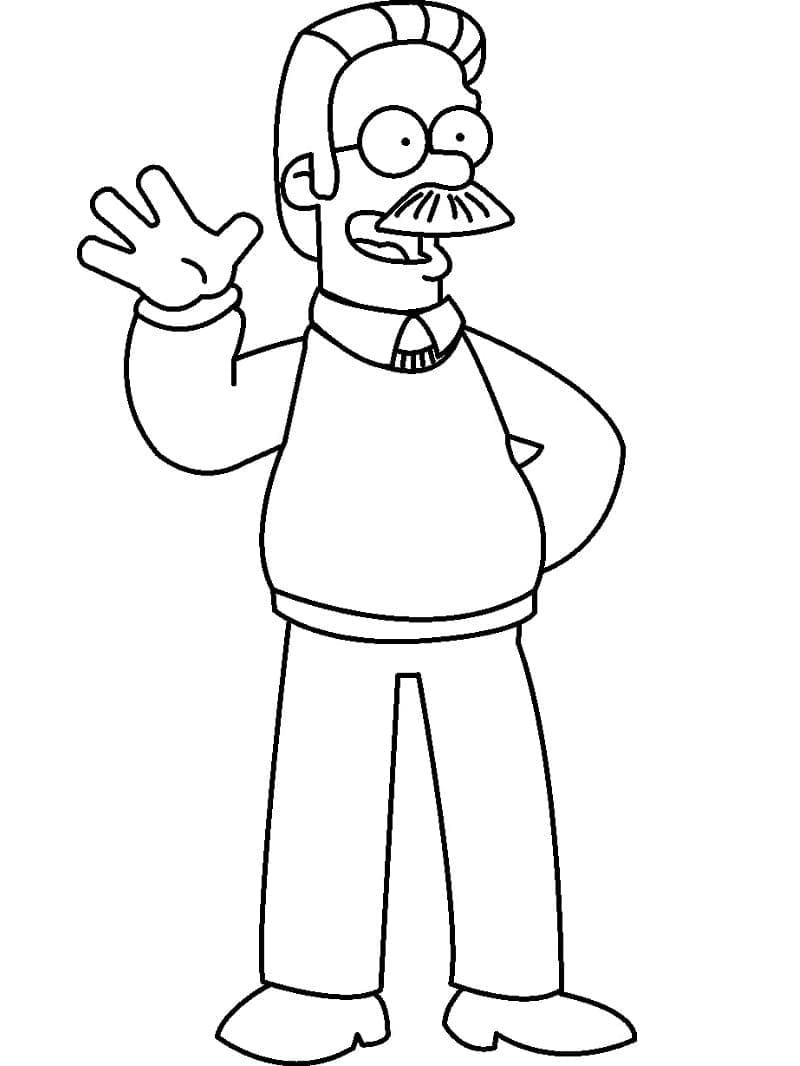 Desenho de Ned Flanders de os Simpsons para Colorir e Pintar
