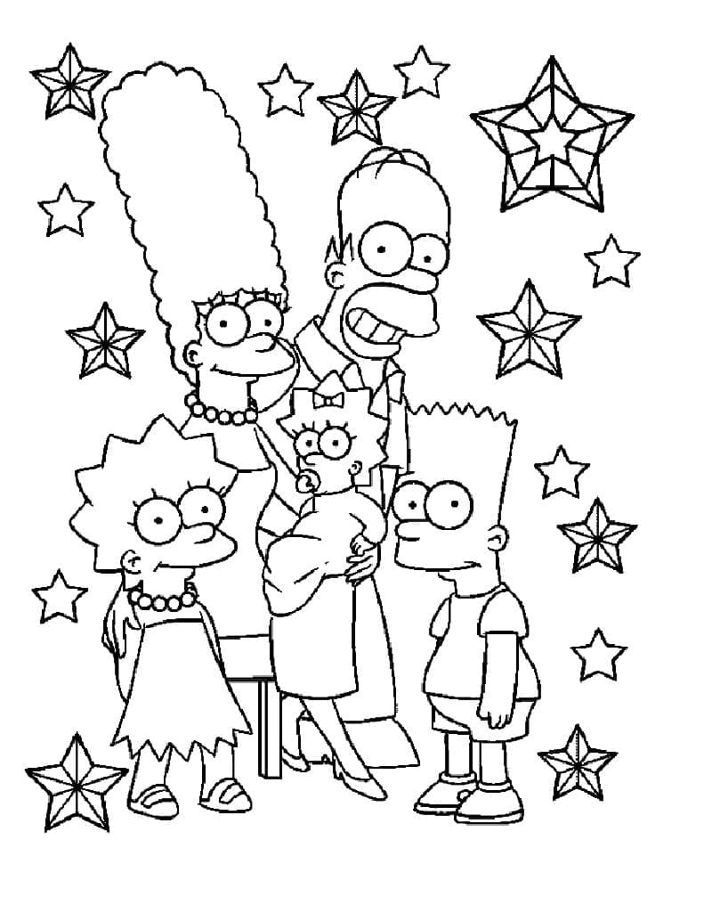 Desenho de Personagens em os Simpsons para Colorir e Pintar
