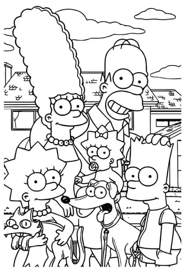 Desenho de Pintura de os Simpsons para Colorir e Pintar