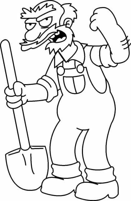 Desenho de Zelador Willie de os Simpsons para Colorir e Pintar