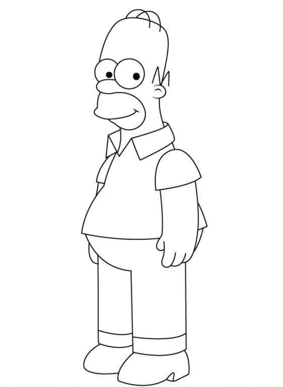 Desenho de Homer Simpson Sorridente para Colorir e Pintar