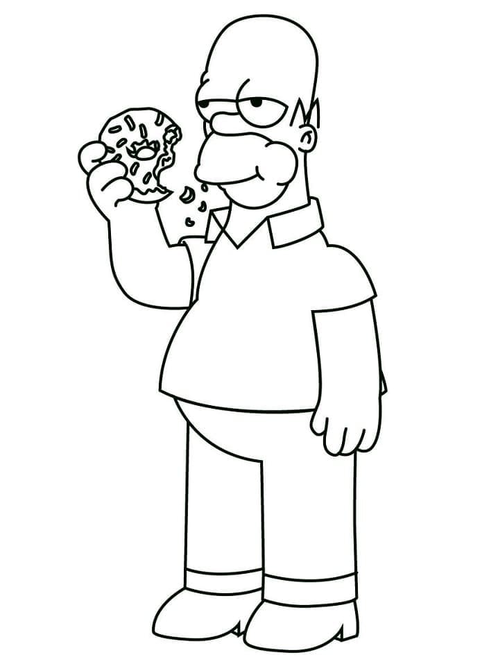 Desenho de Homer Simpson e Donut para Colorir e Pintar