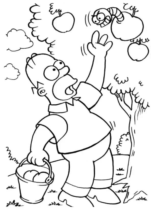 Desenho de Imagem de Homer Simpson para Colorir e Pintar