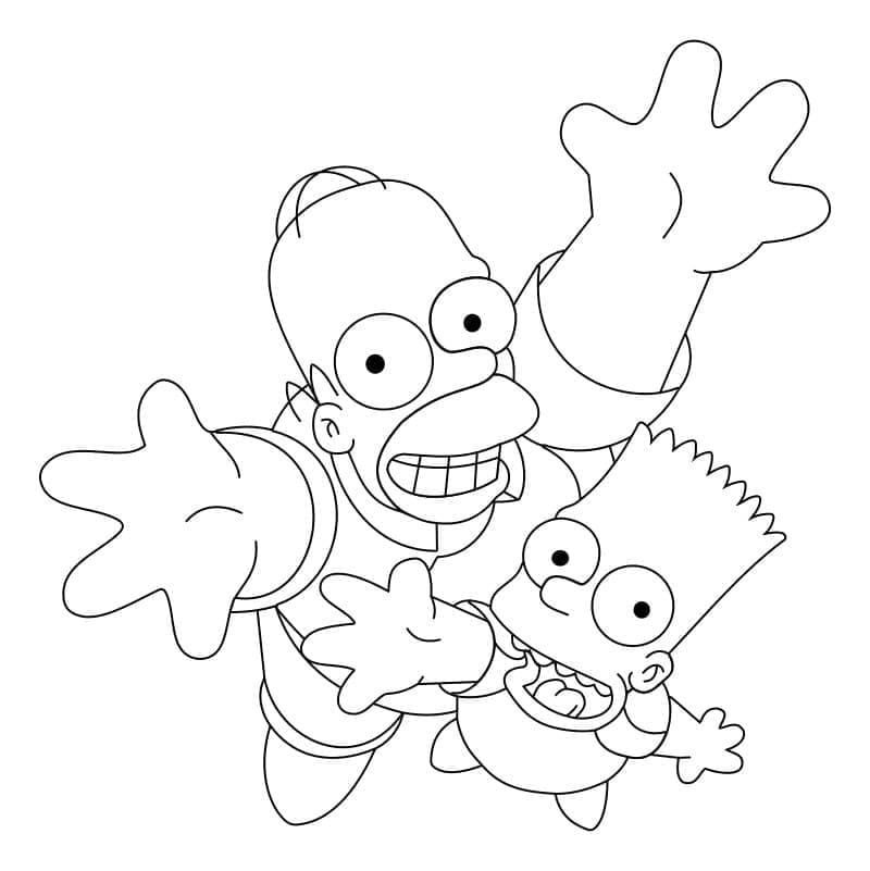 Desenho de Bart e Homer Simpson para Colorir e Pintar