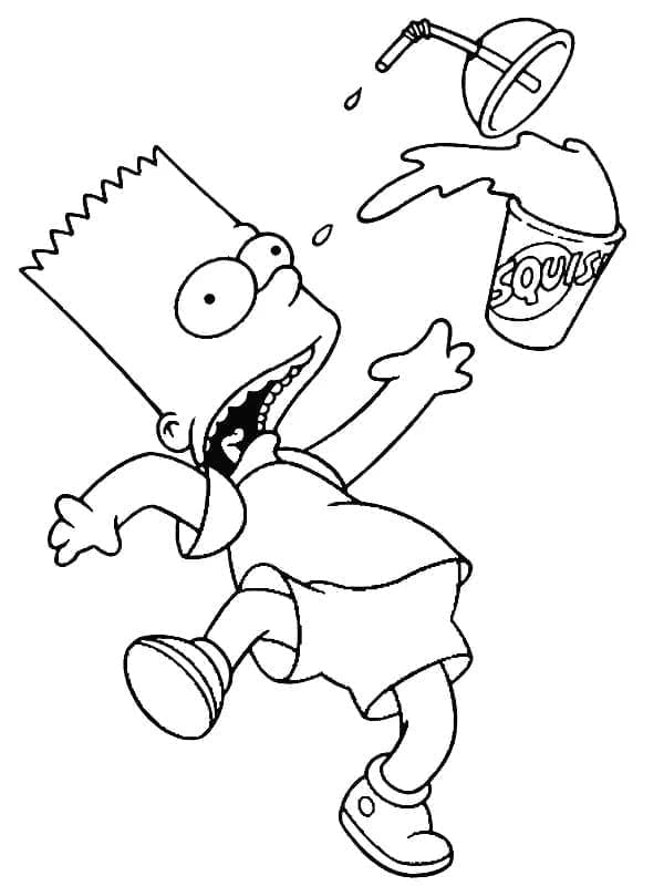 Desenho de Bart Simpson Engraçado para Colorir e Pintar