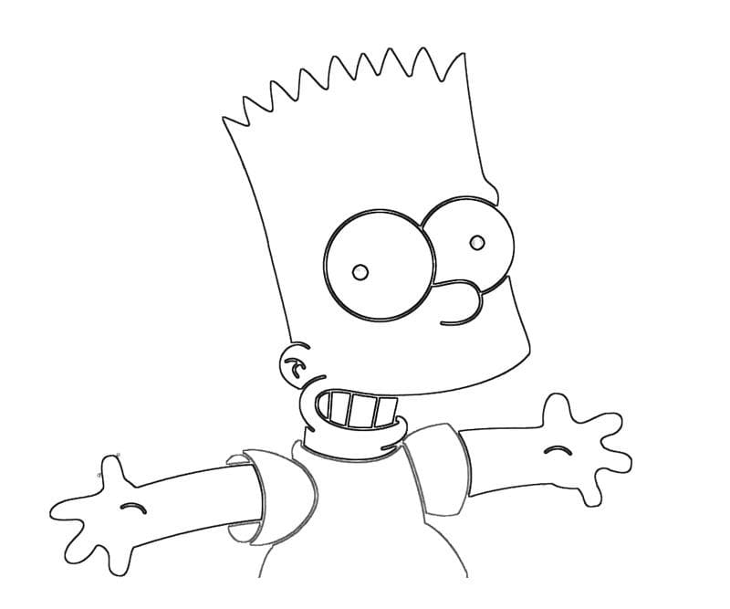 Desenho de Bart Simpson Grátis para Crianças para Colorir e Pintar