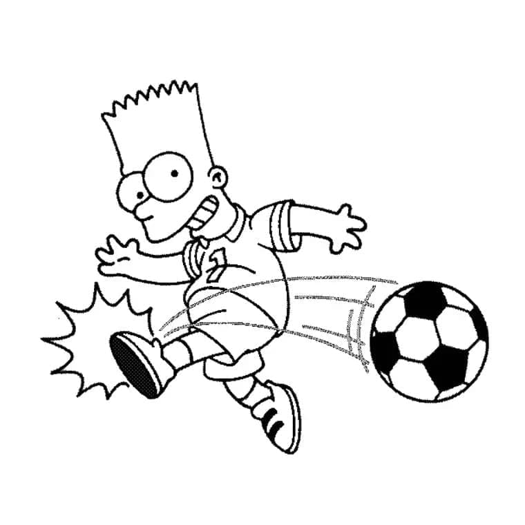 Desenho de Bart Simpson Jogá Futebol para Colorir e Pintar