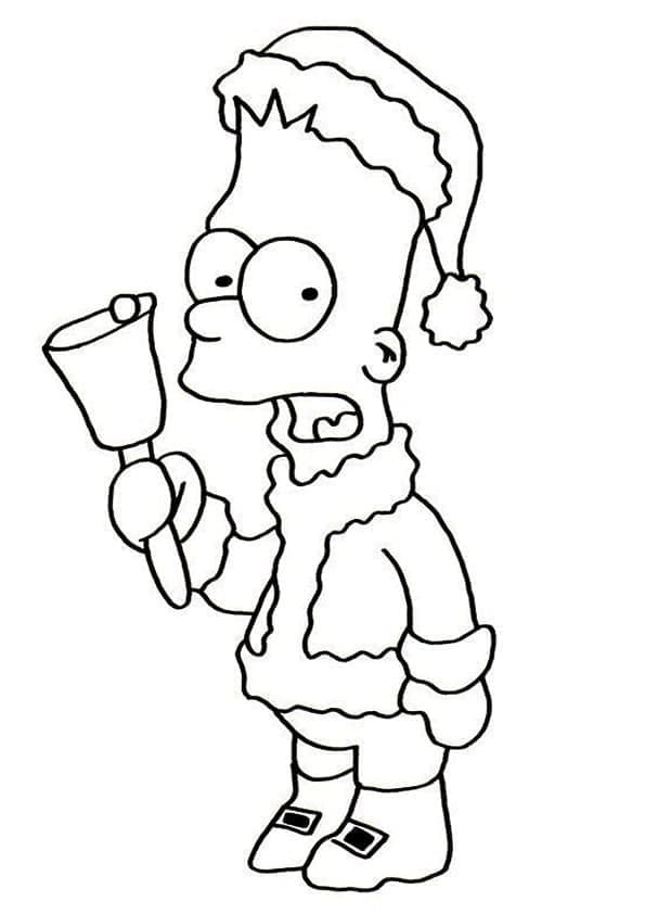 Desenho de Bart Simpson no Natal para Colorir e Pintar