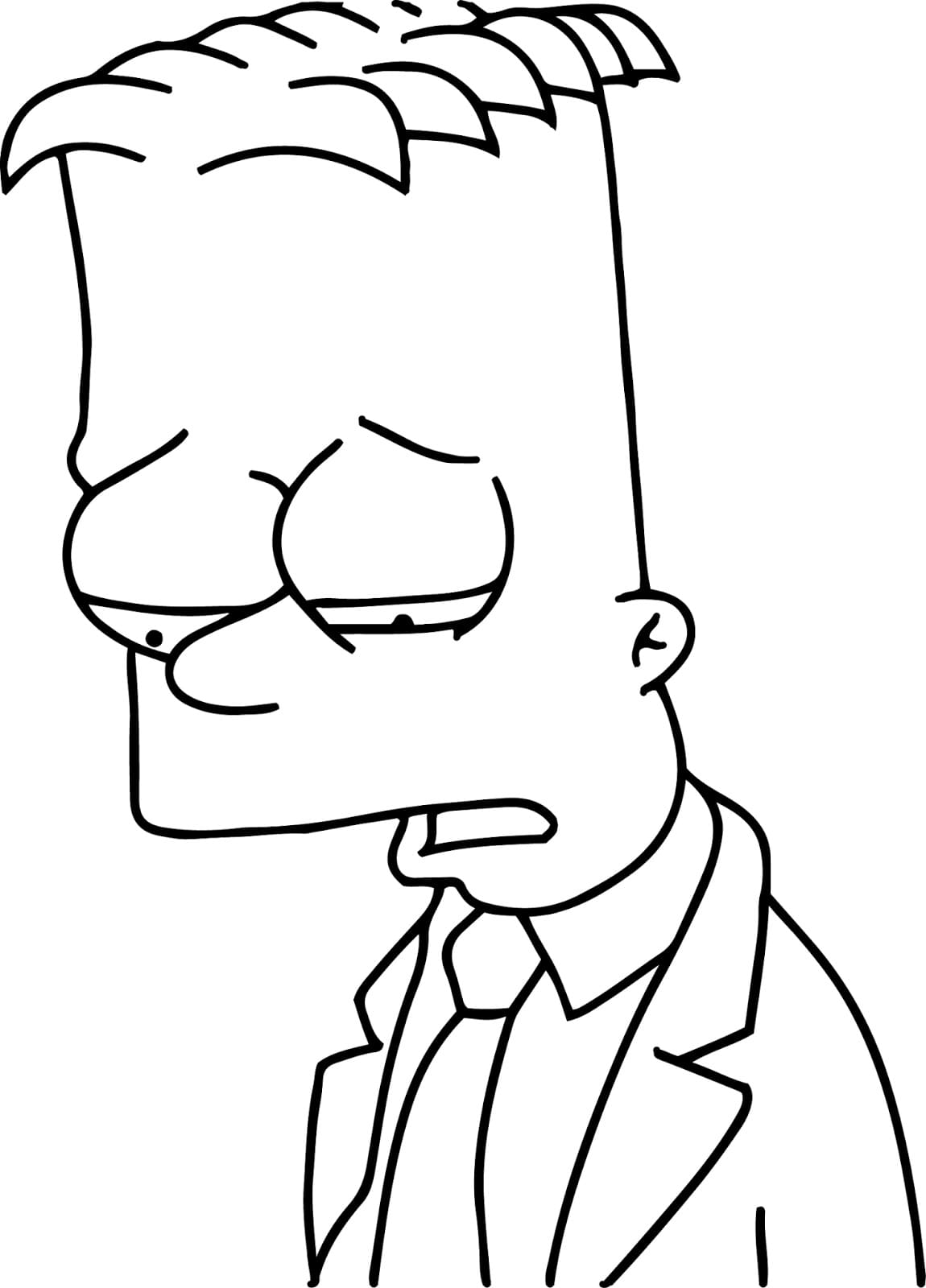 Desenho de Bart Simpson Triste para Colorir e Pintar