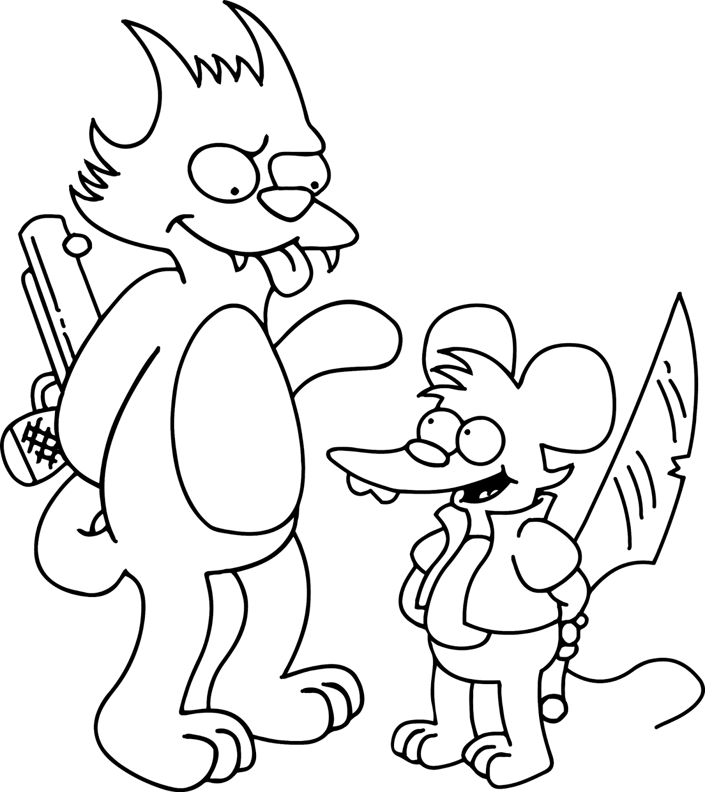 Desenho de Comichão e Cocadinha dos Simpsons para Colorir e Pintar