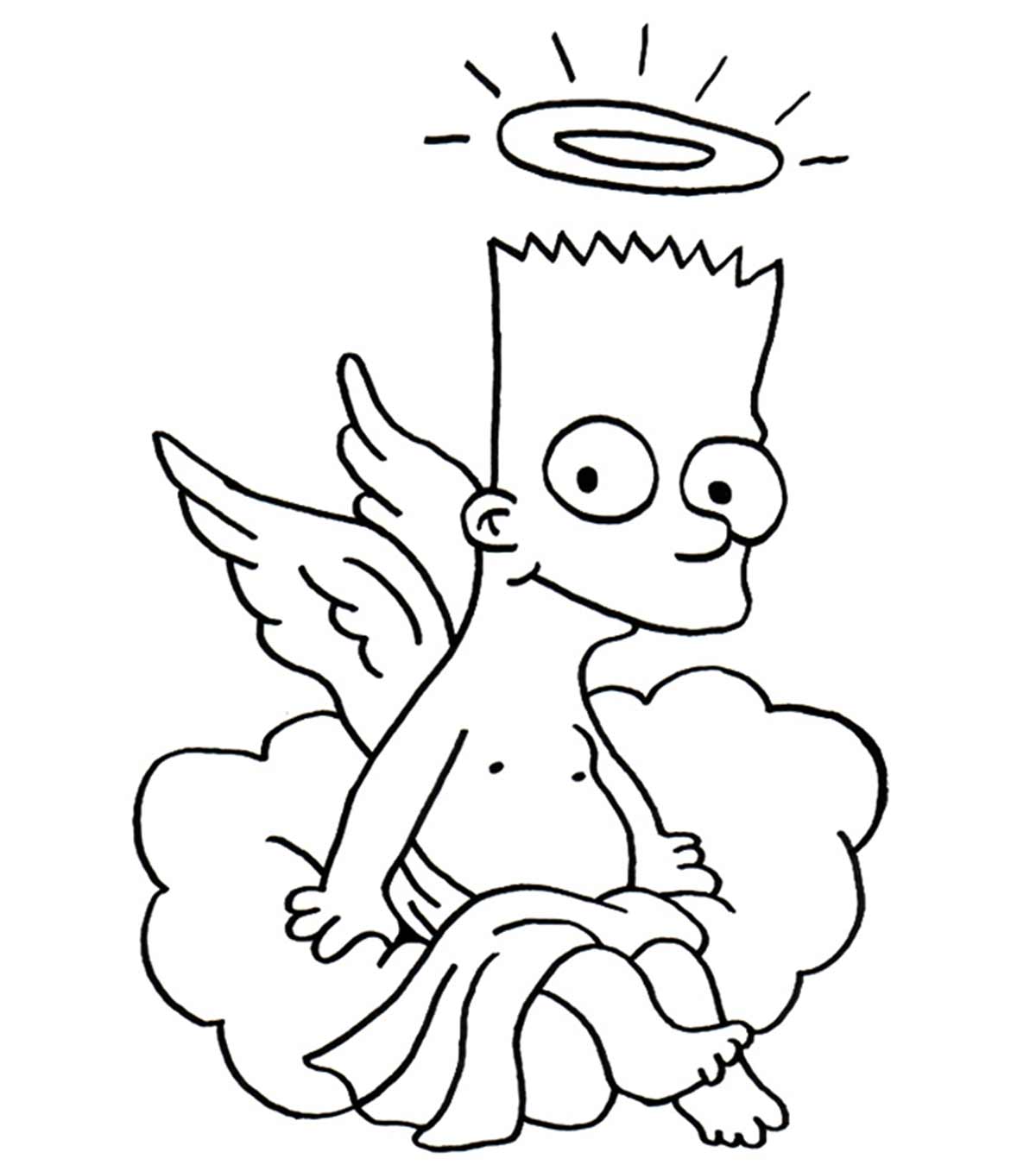 Desenho do Bart Simpson Anjo para Colorir Gratuitamente e Pintar