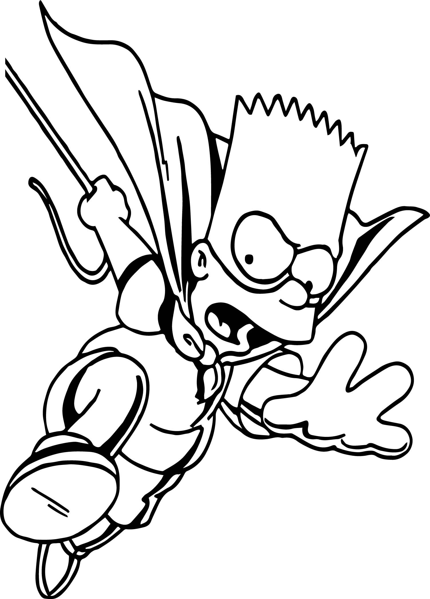 Desenho do Bart Simpson Vestido de Superman para Colorir e Pintar