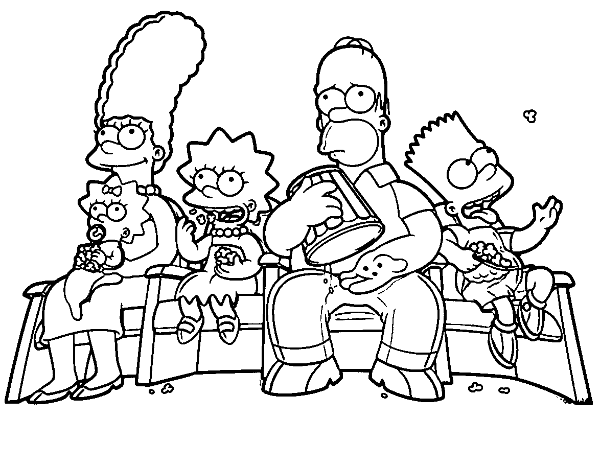 Desenho dos Simpsons no Cinema para Colorir e Pintar