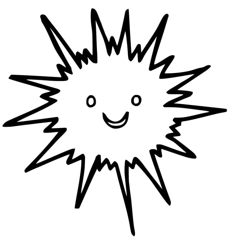 Desenho de Ouriço do Mar Fofo para Colorir e Pintar