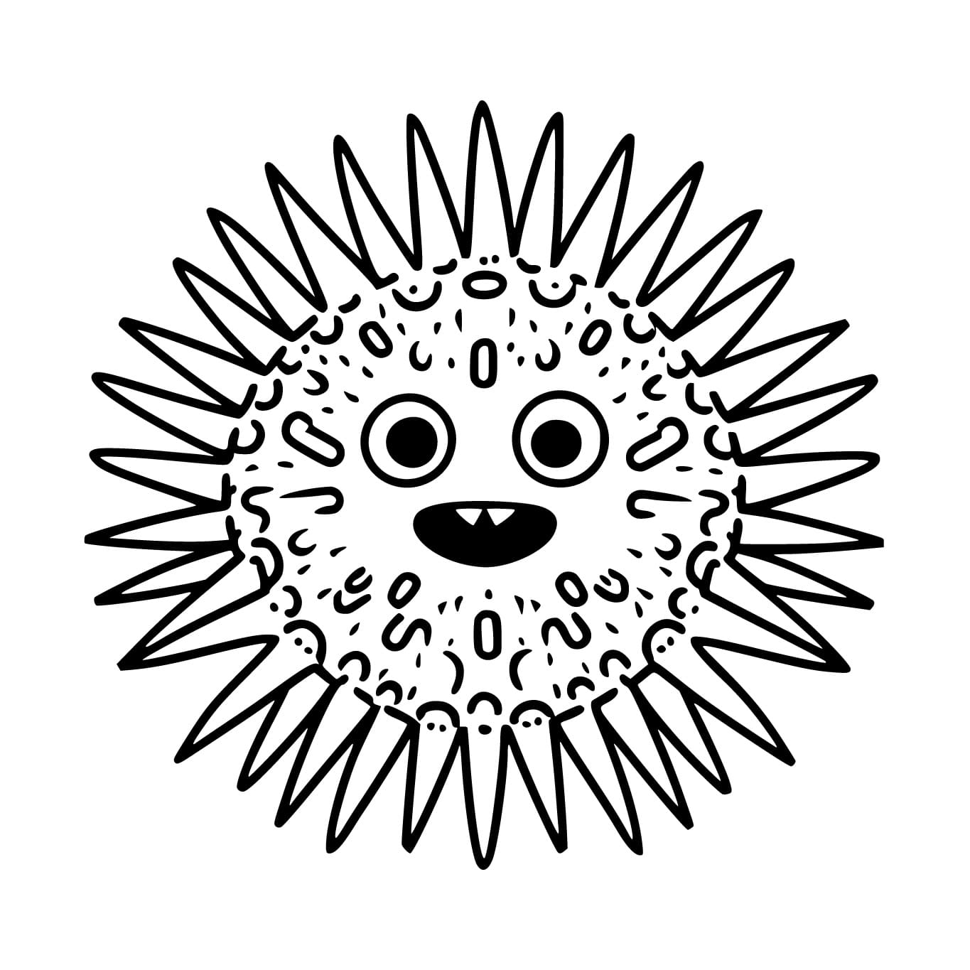 Desenho de um Lindo Ouriço do Mar para Colorir e Pintar