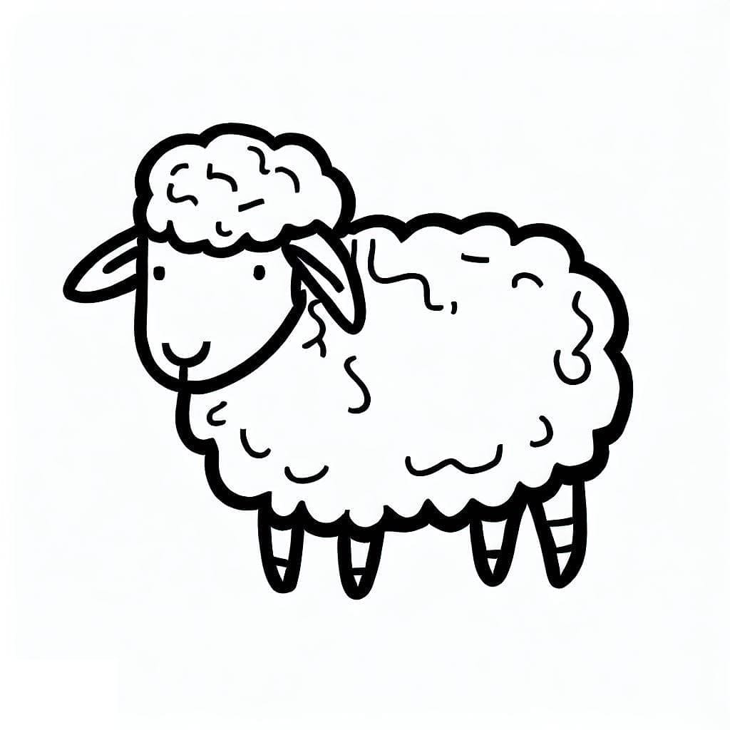 Desenho de Ovelha Fácil para Colorir e Pintar