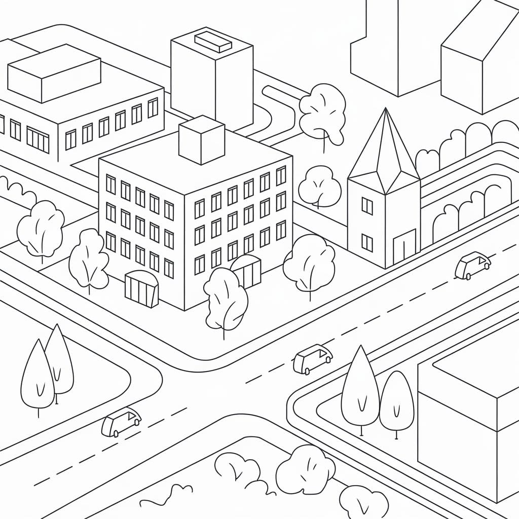 Desenho Paisagem Urbana Imprimivel para Pintar