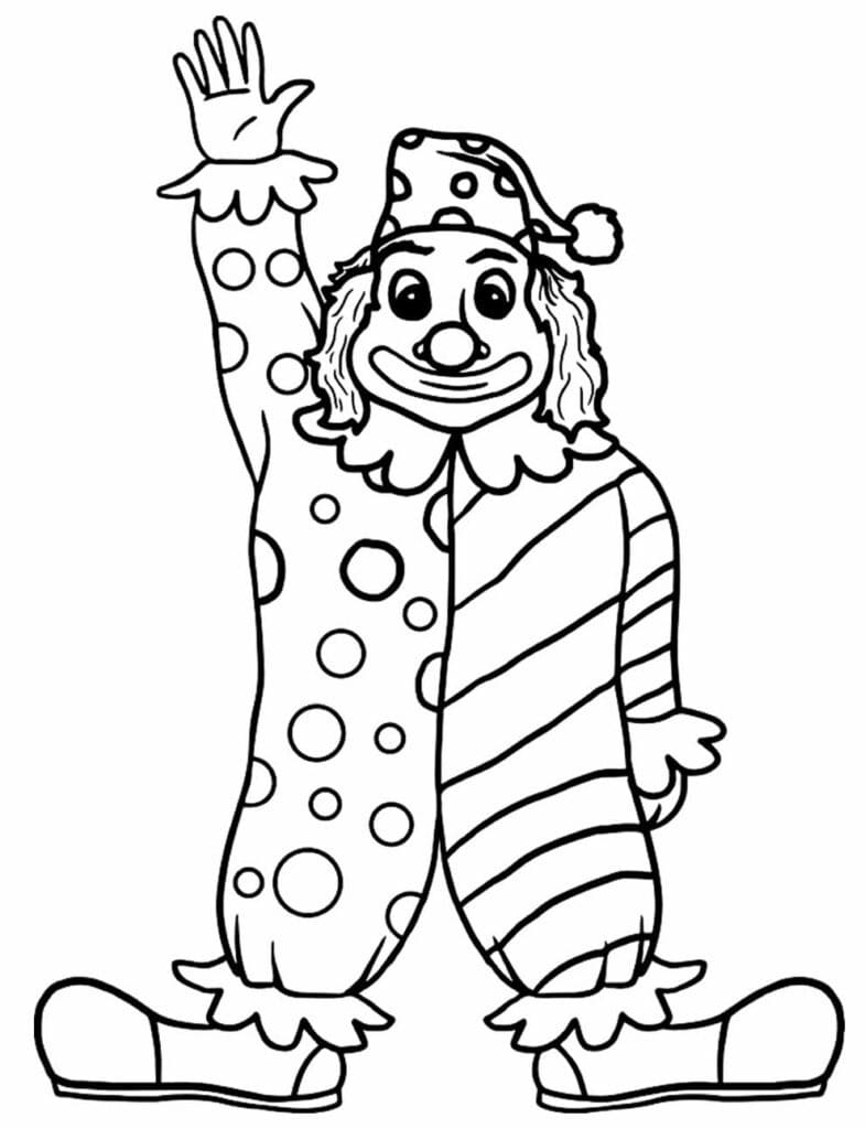 Desenho de Palhaço Amigável para Colorir e Pintar