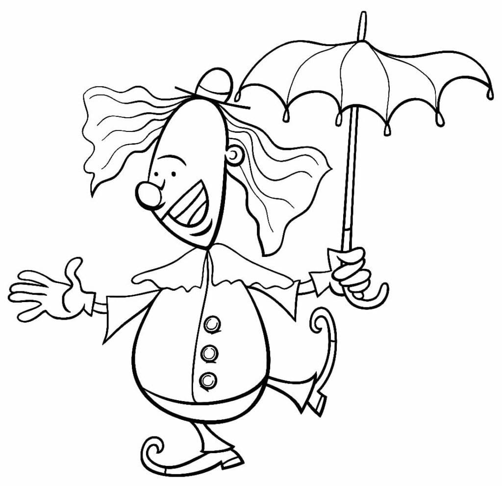 Desenho de um Palhaço Engraçado para Colorir e Pintar