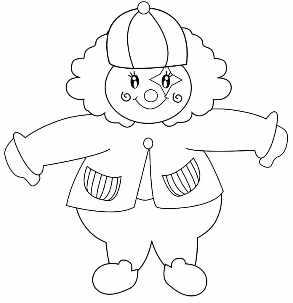 Desenho de um Palhaço Muito Fofo para Colorir e Pintar