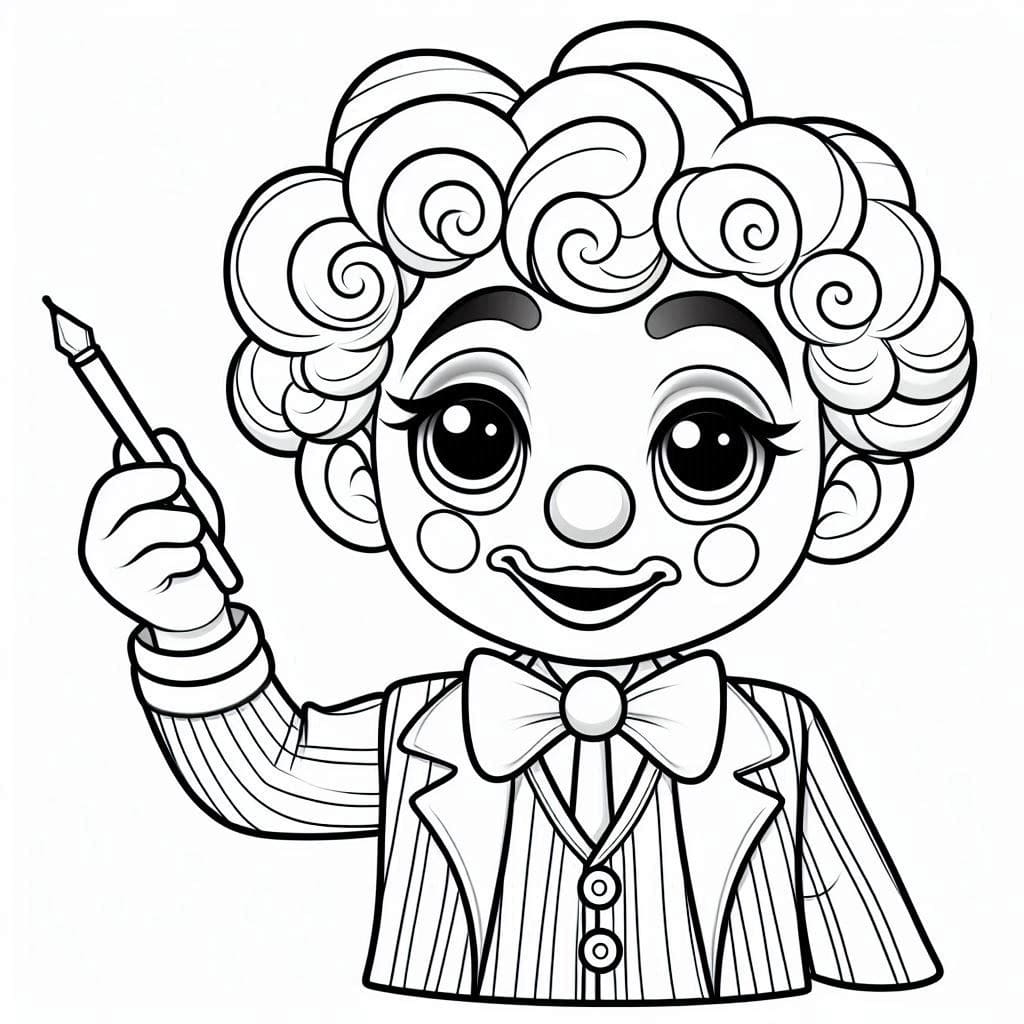 Desenho de um Palhaço Sorridente para Colorir e Pintar