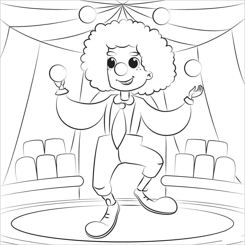 Desenho Palhaço de Circo para Colorir e Pintar