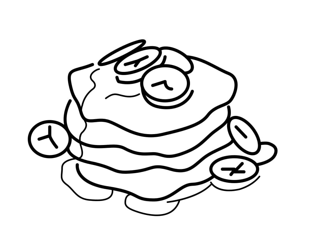 Desenho Panquecas de Banana para Colorir e Pintar
