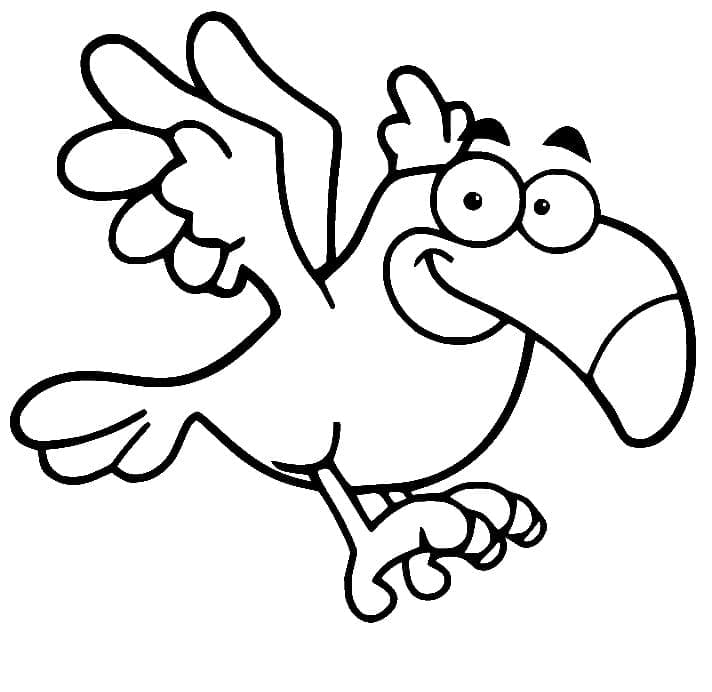 Desenho de Papagaio Engraçado para Colorir e Pintar